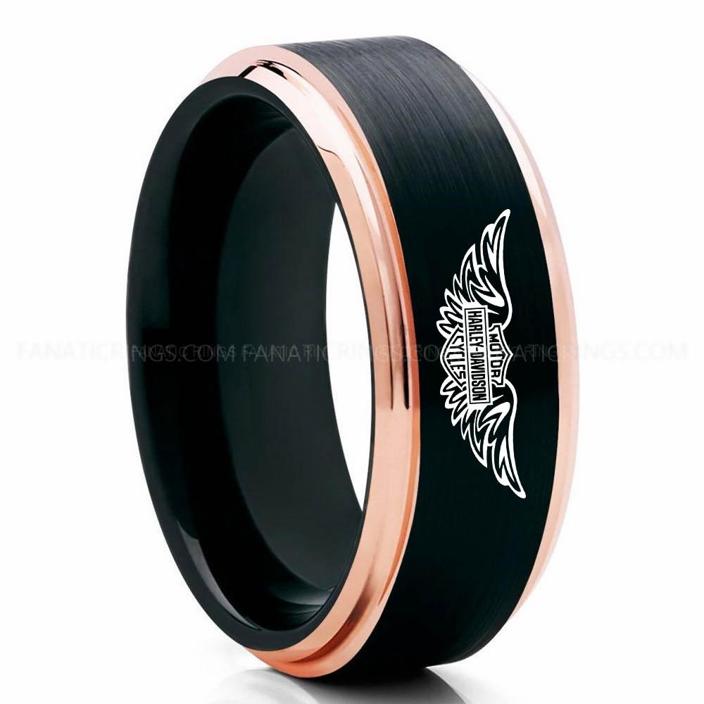 MHDC 2 Black Pink 3 Harley-Davidson Ring, Harley-Davidson Motorcycle Ring, Harley-Davidson Ring, Harley-Davidson Wedding Band, Harley-Davidson Wedding Ring - Image 1