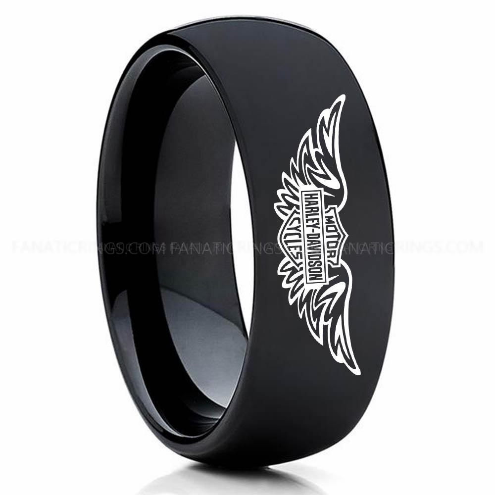 MHDC 2 Black Harley-Davidson Ring, Harley-Davidson Motorcycle Ring, Harley-Davidson Ring, Harley-Davidson Wedding Band, Harley-Davidson Wedding Ring - Image 1