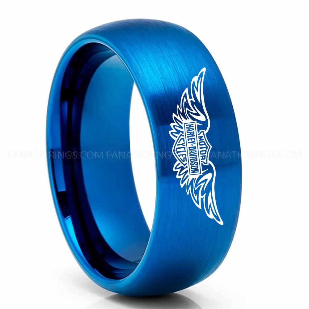 MHDC 2 Blue Harley-Davidson Ring, Harley-Davidson Motorcycle Ring, Harley-Davidson Ring, Harley-Davidson Wedding Band, Harley-Davidson Wedding Ring - Image 1