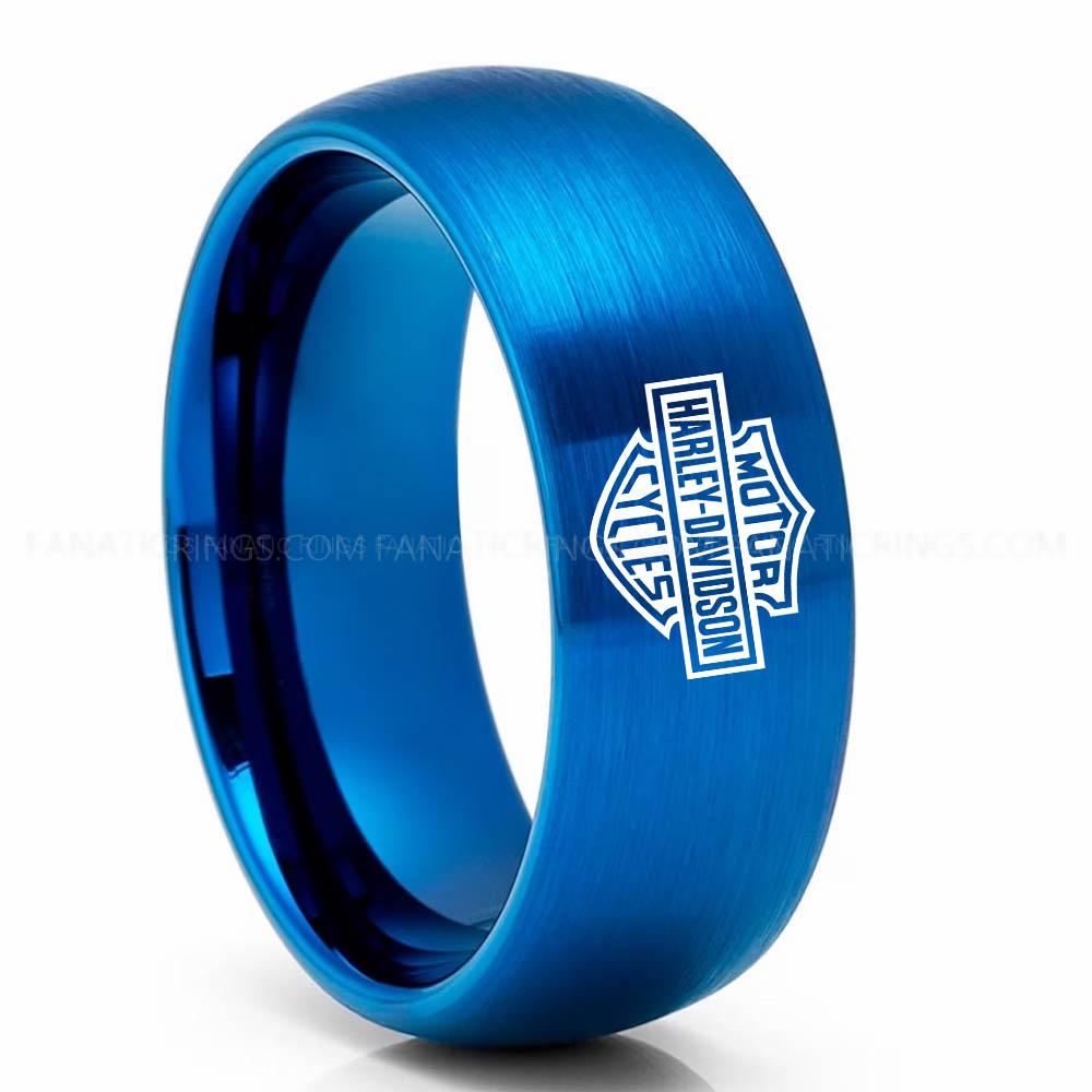 MHDC Blue Harley-Davidson Ring, Harley-Davidson Motorcycle Ring, Harley-Davidson Ring, Harley-Davidson Wedding Band, Harley-Davidson Wedding Ring - Image 1