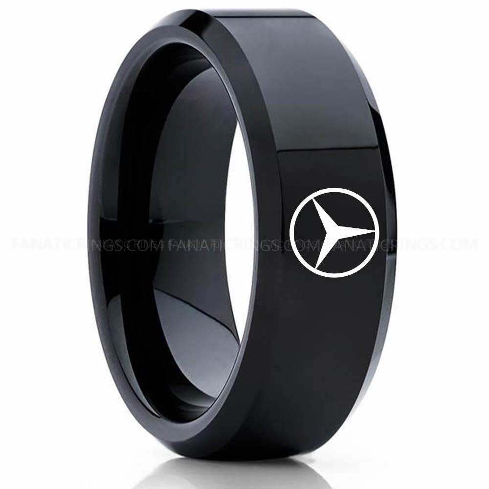 Mercedes Black 2 (1) Mercedes Ring, Mercedes Benz Wedding Ring, Mercedes Benz Wedding Band, Mercedes Jewelry - Image 1