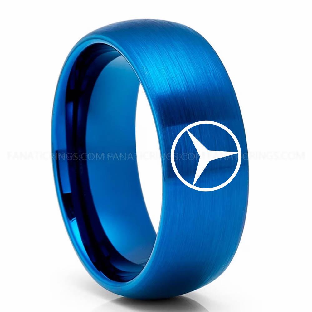 Mercedes Blue Mercedes Ring, Mercedes Benz Wedding Ring, Mercedes Benz Wedding Band, Mercedes Jewelry - Image 1
