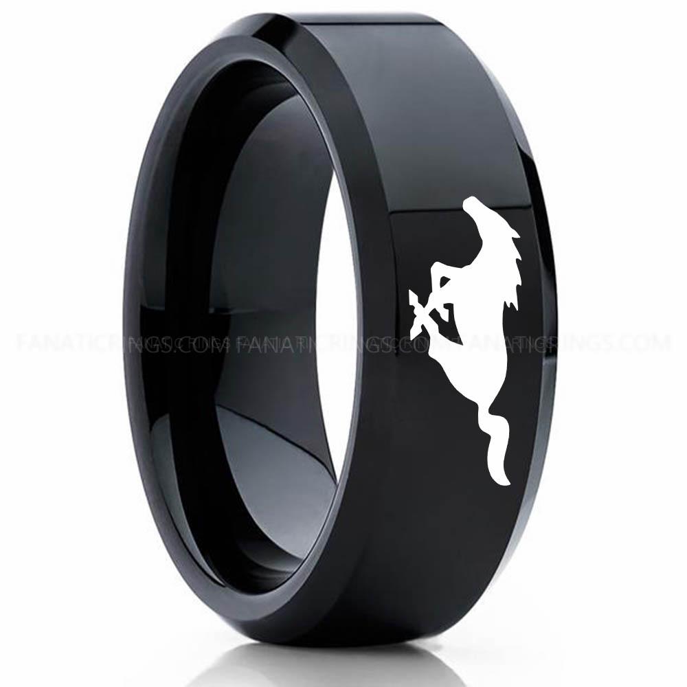 Mustang 2 Black 2 Mustang Ring, Ford Mustang Ring, Mustang Wedding Band, Mustang Wedding Ring, Ford Mustang Jewelry - Image 1