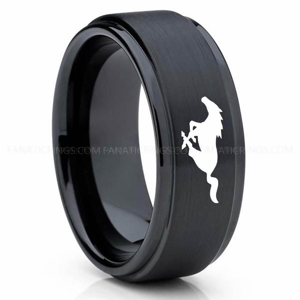 Mustang 2 Black 3 Mustang Ring, Ford Mustang Ring, Mustang Wedding Band, Mustang Wedding Ring, Ford Mustang Jewelry - Image 1
