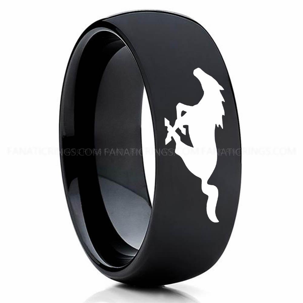 Mustang 2 Black Mustang Ring, Ford Mustang Ring, Mustang Wedding Band, Mustang Wedding Ring, Ford Mustang Jewelry - Image 1