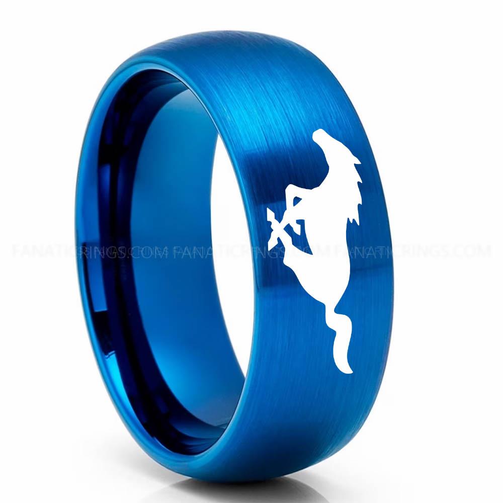 Mustang 2 Blue Mustang Ring, Ford Mustang Ring, Mustang Wedding Band, Mustang Wedding Ring, Ford Mustang Jewelry - Image 1