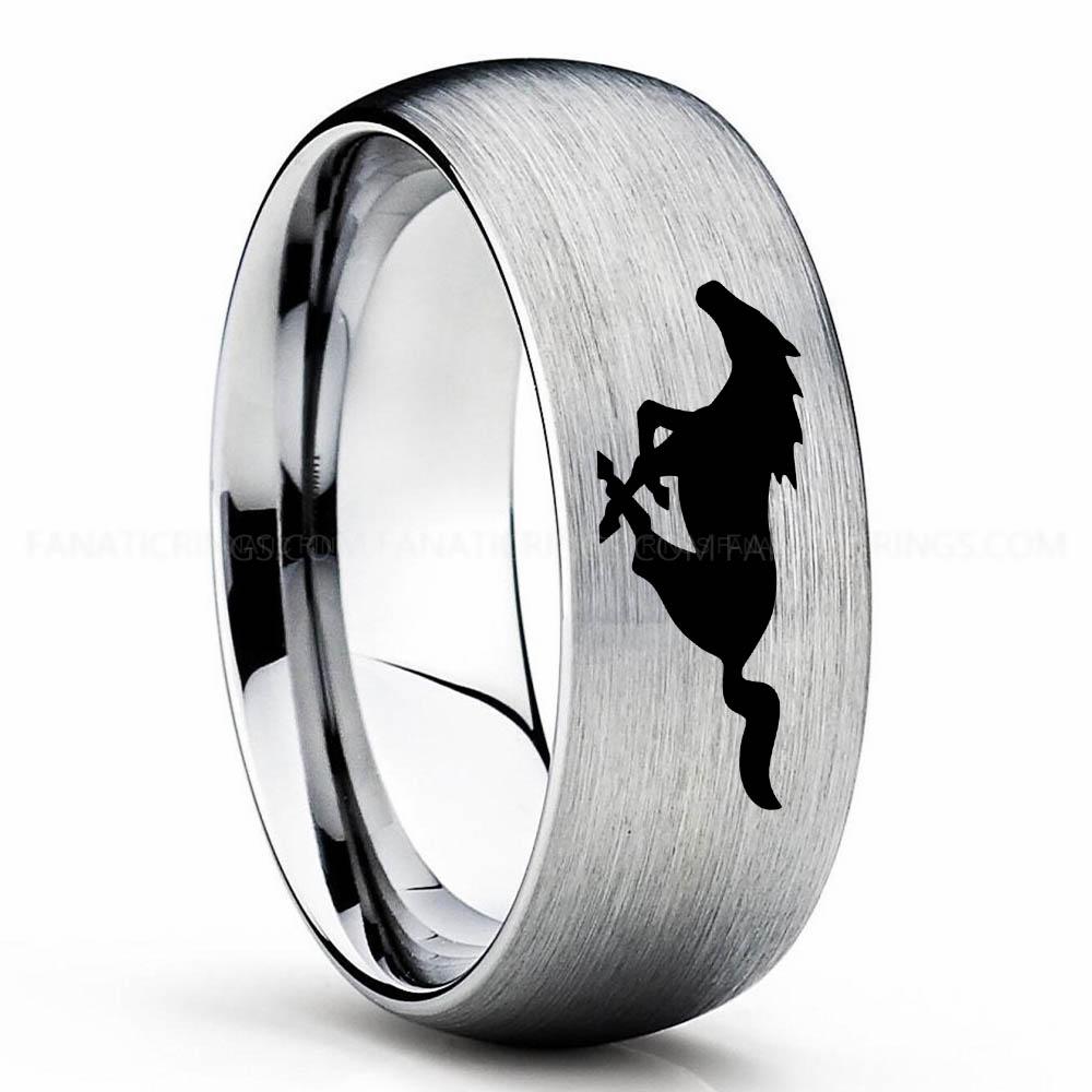 Mustang 2 Silver 3 Mustang Ring, Ford Mustang Ring, Mustang Wedding Band, Mustang Wedding Ring, Ford Mustang Jewelry - Image 1