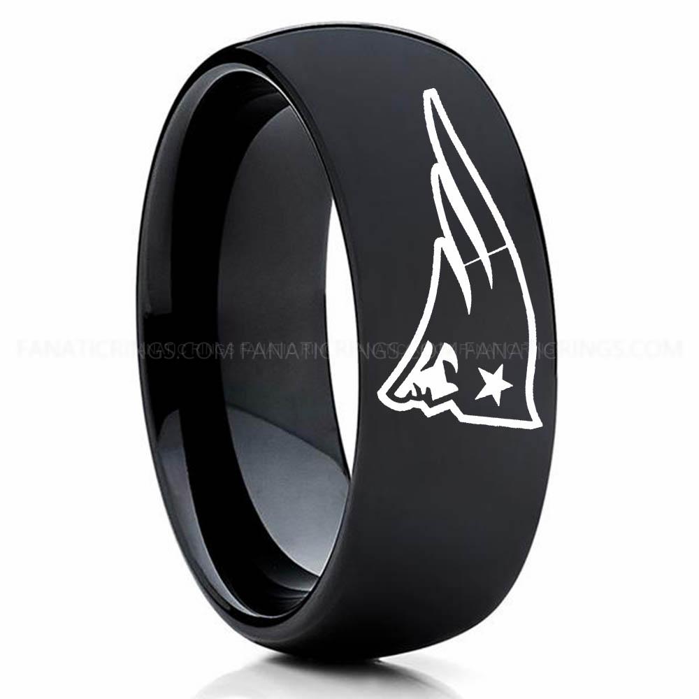 New England Patriot Black4 Patriots Ring, Patriots Wedding Band, Patriots Wedding Ring, Patriots Jewelry, Football Ring, Football Wedding Band - Image 1
