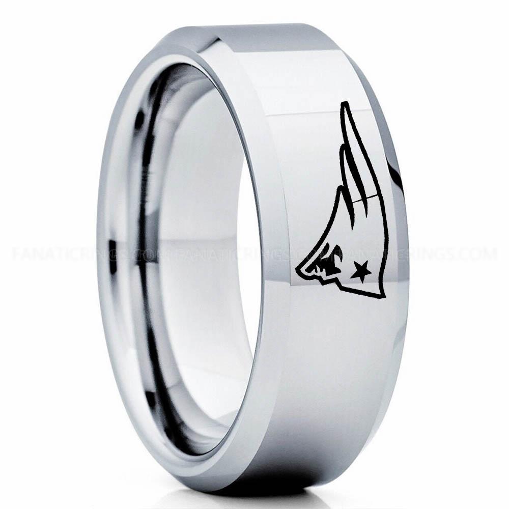 New England Patriot Silver Patriots Ring, Patriots Wedding Band, Patriots Wedding Ring, Patriots Jewelry, Football Ring, Football Wedding Band - Image 1