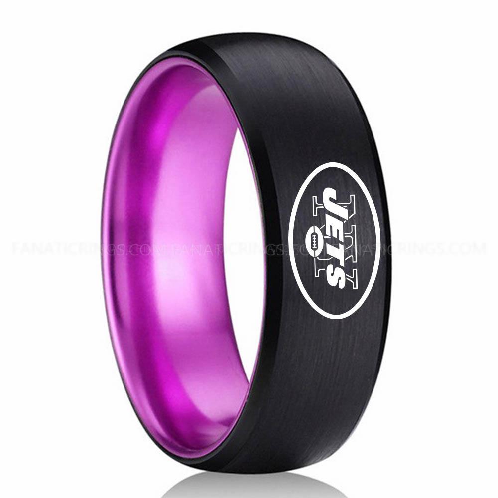 New your Jets Black Purple Jets Ring, Jets Wedding Band, Jets Wedding Ring, Jets Jewelry, Football Ring, Football Wedding Band - Image 1