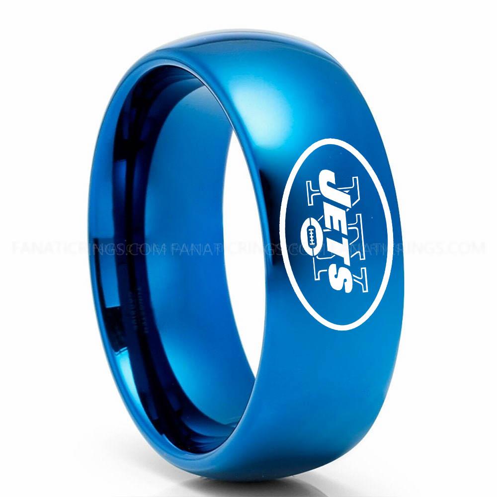 New your Jets Blue Jets Ring, Jets Wedding Band, Jets Wedding Ring, Jets Jewelry, Football Ring, Football Wedding Band - Image 1