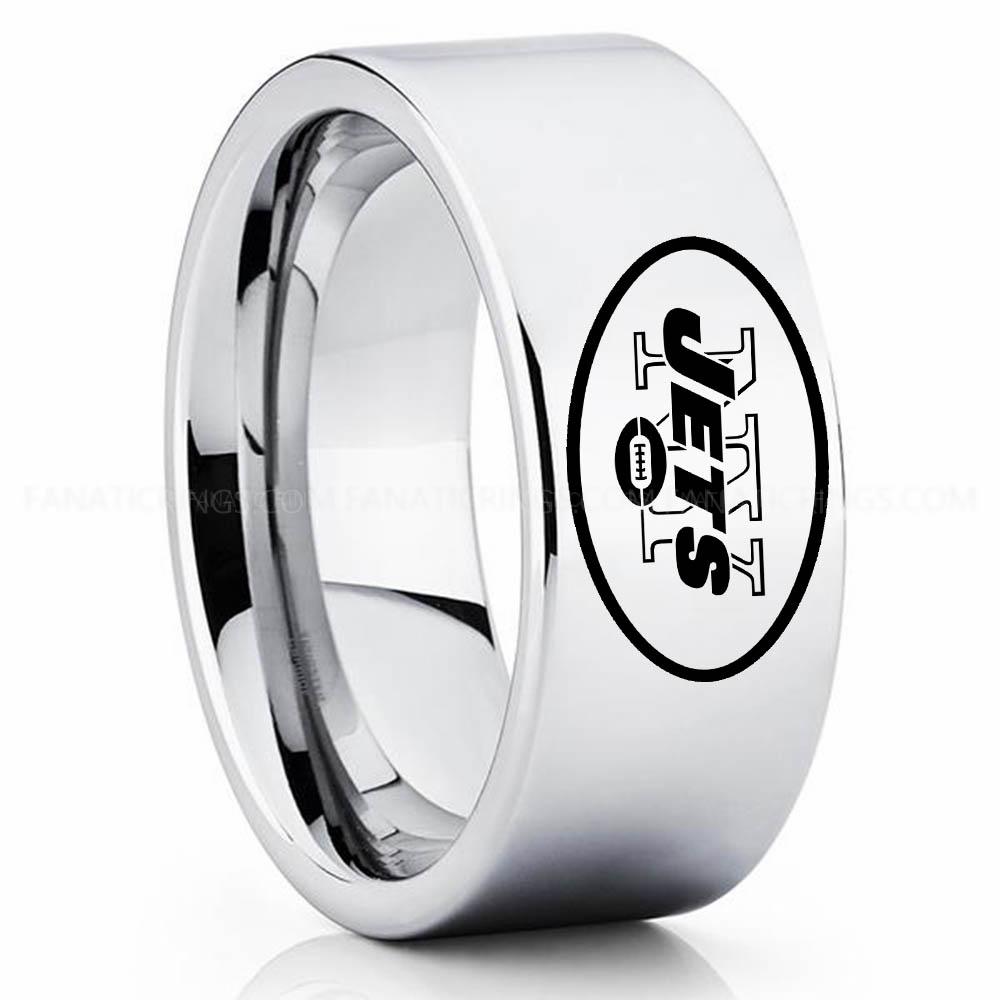 New your Jets Silver 2 Jets Ring, Jets Wedding Band, Jets Wedding Ring, Jets Jewelry, Football Ring, Football Wedding Band - Image 1