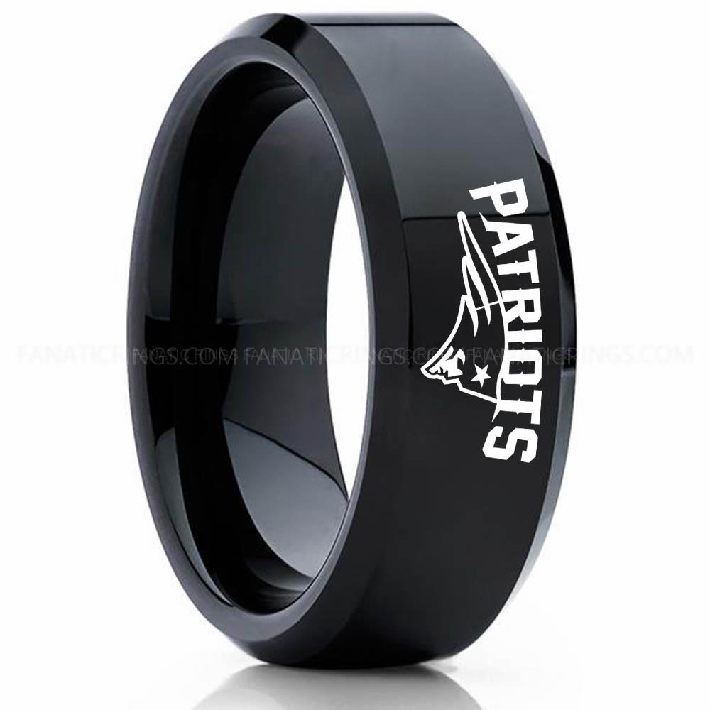 Patriots Black 2 Patriots Ring, Patriots Wedding Band, Patriots Wedding Ring, Patriots Jewelry, Football Ring, Football Wedding Band - Image 1