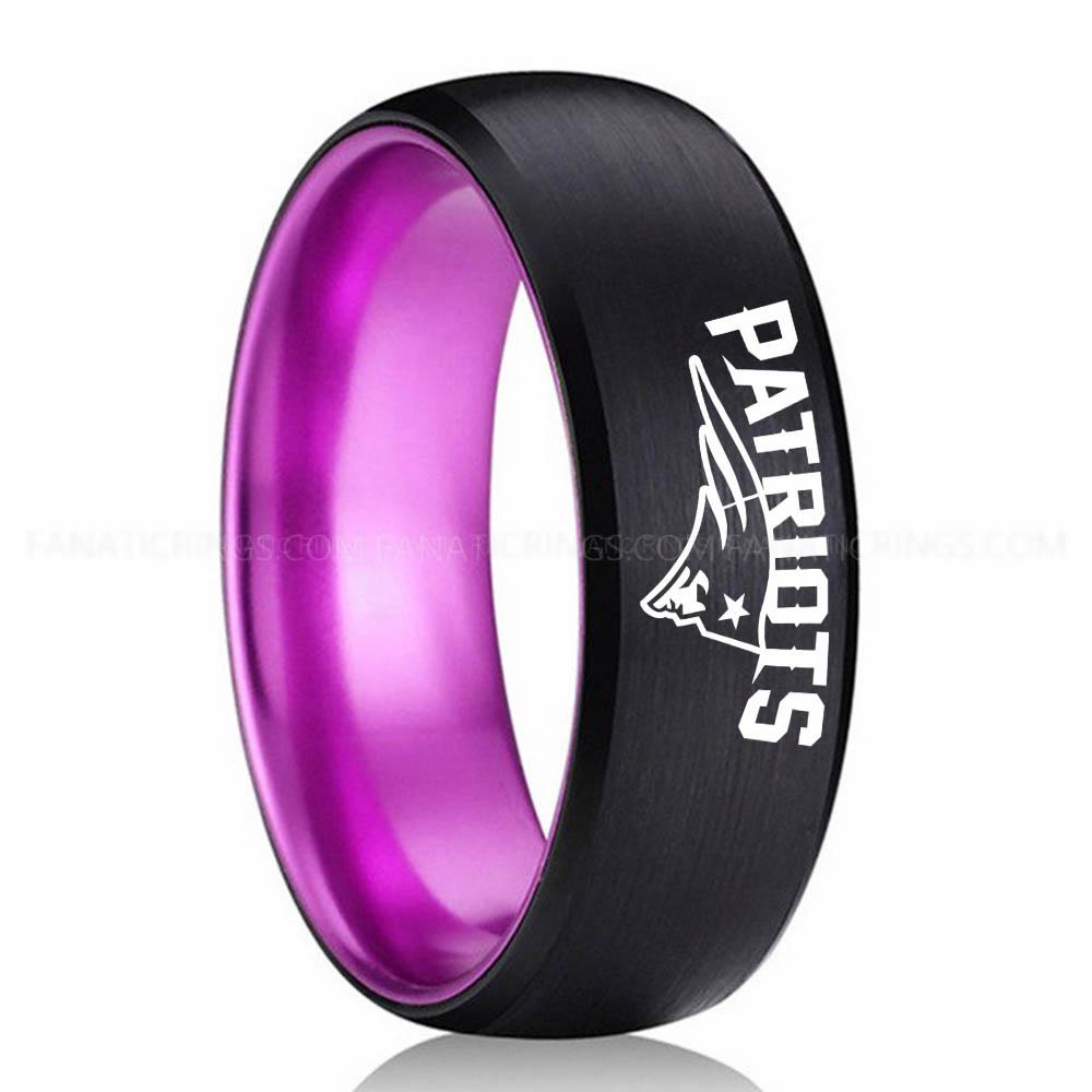 Patriots Black Purple Patriots Ring, Patriots Wedding Band, Patriots Wedding Ring, Patriots Jewelry, Football Ring, Football Wedding Band - Image 1