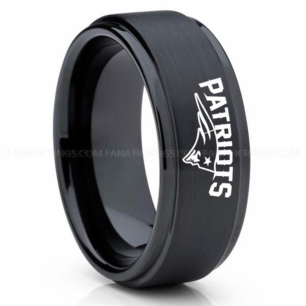 Patriots Black Patriots Ring, Patriots Wedding Band, Patriots Wedding Ring, Patriots Jewelry, Football Ring, Football Wedding Band - Image 1