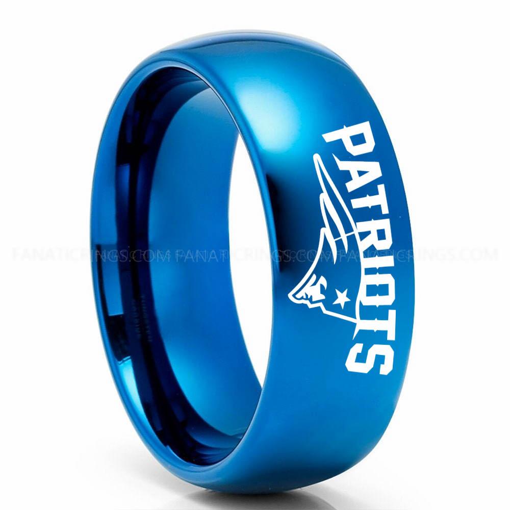 Patriots Blue Patriots Ring, Patriots Wedding Band, Patriots Wedding Ring, Patriots Jewelry, Football Ring, Football Wedding Band - Image 1