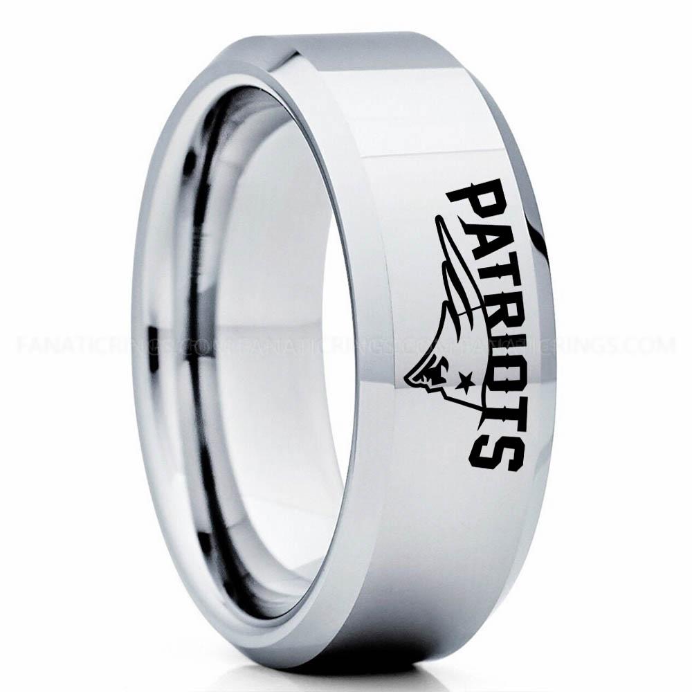 Patriots Silver 2 Patriots Ring, Patriots Wedding Band, Patriots Wedding Ring, Patriots Jewelry, Football Ring, Football Wedding Band - Image 1