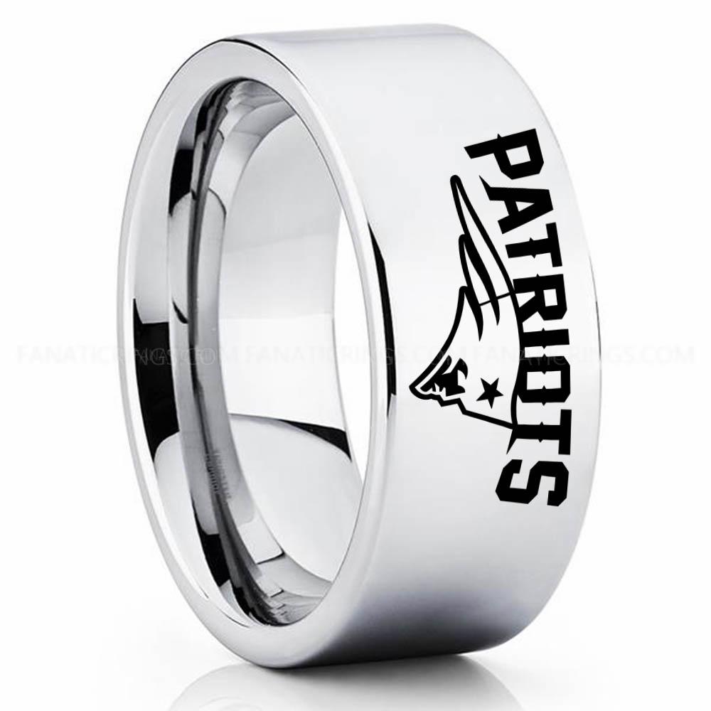 Patriots Silver 3 Patriots Ring, Patriots Wedding Band, Patriots Wedding Ring, Patriots Jewelry, Football Ring, Football Wedding Band - Image 1