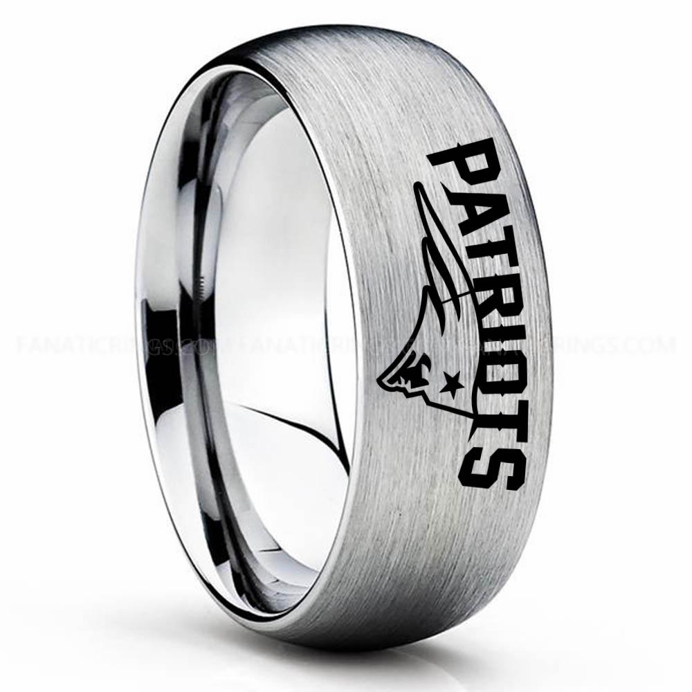 Patriots Silver 4 Patriots Ring, Patriots Wedding Band, Patriots Wedding Ring, Patriots Jewelry, Football Ring, Football Wedding Band - Image 1