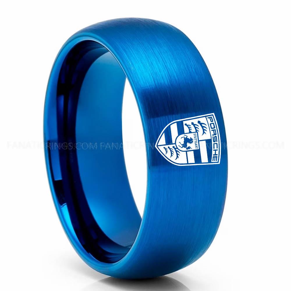 Porsche Blue Porsche Ring, Porsche Wedding Ring, Porsche Wedding Band, Porsche Jewelry, Auto Racing Ring - Image 1