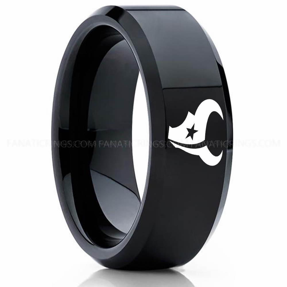Star Head Black 2 Texans Ring, Texans Wedding Band, Texans Wedding Ring, Texans Jewelry, Football Ring, Football Wedding Band - Image 1