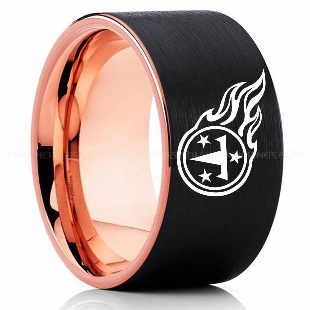 T & 3 Star Black Pink 5 Titans Ring, Titans Wedding Band, Titans Wedding Ring, Titans Jewelry, Football Ring, Football Wedding Band - Image 1