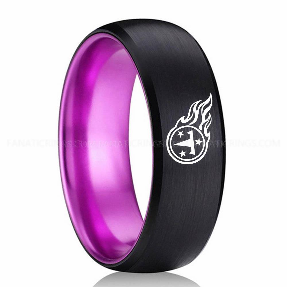 T & 3 Star Black Purple Titans Ring, Titans Wedding Band, Titans Wedding Ring, Titans Jewelry, Football Ring, Football Wedding Band - Image 1