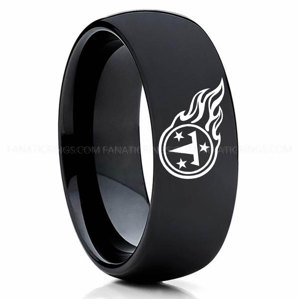 T & 3 Star Black Titans Ring, Titans Wedding Band, Titans Wedding Ring, Titans Jewelry, Football Ring, Football Wedding Band - Image 1