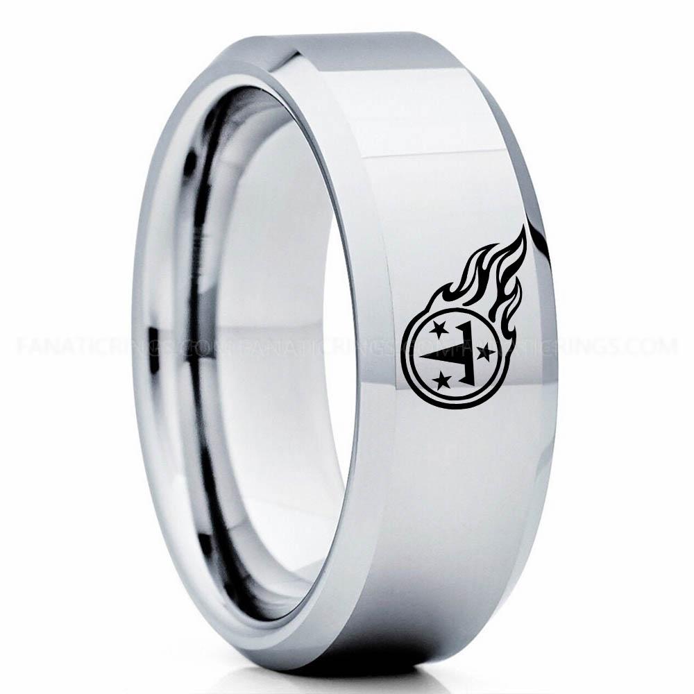 T & 3 Star Silver 2 Titans Ring, Titans Wedding Band, Titans Wedding Ring, Titans Jewelry, Football Ring, Football Wedding Band - Image 1