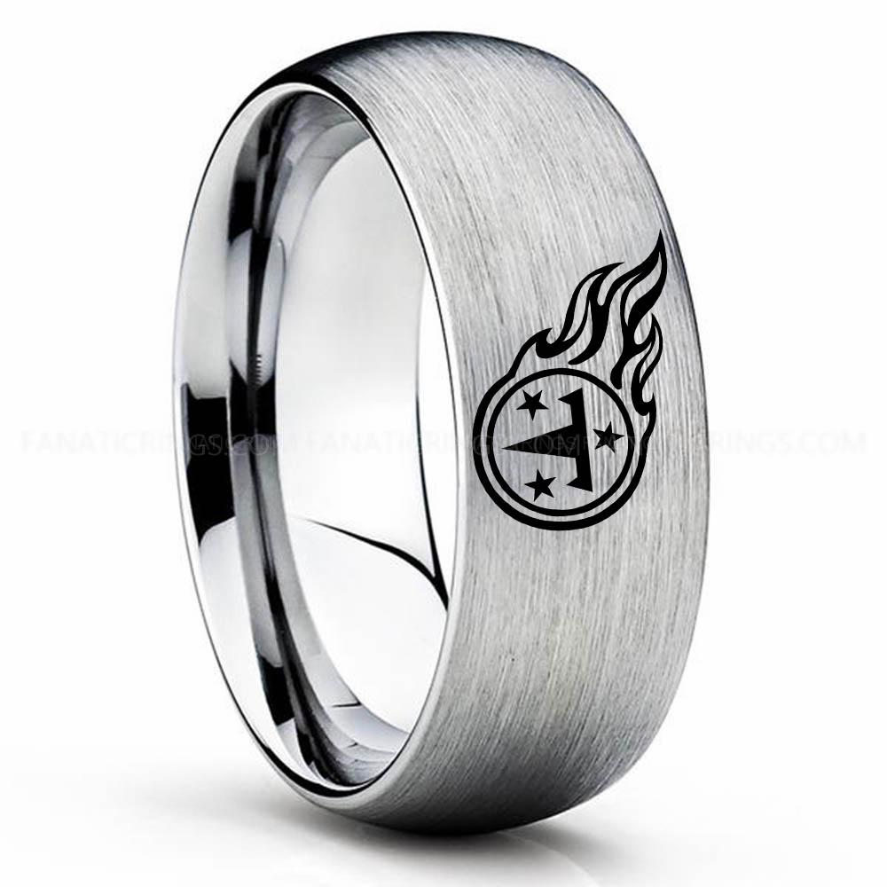 T & 3 Star Silver Titans Ring, Titans Wedding Band, Titans Wedding Ring, Titans Jewelry, Football Ring, Football Wedding Band - Image 1