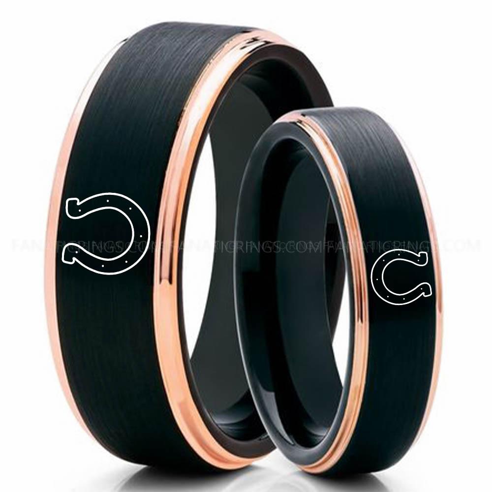 U logo black blue 5 Colts Ring, Colts Wedding Band, Colts Wedding Ring, Colts Jewelry, Football Ring, Football Wedding Band - Image 1