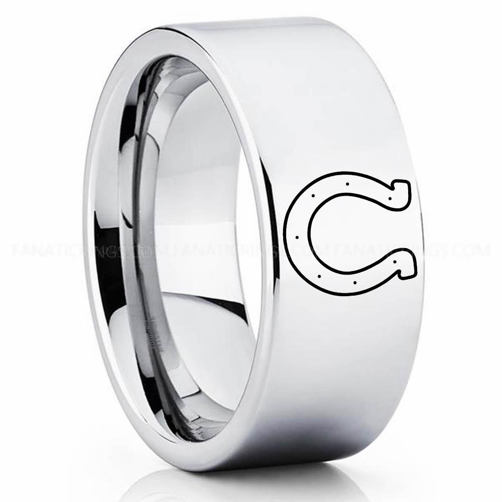 U logo silver 2 Colts Ring, Colts Wedding Band, Colts Wedding Ring, Colts Jewelry, Football Ring, Football Wedding Band - Image 1