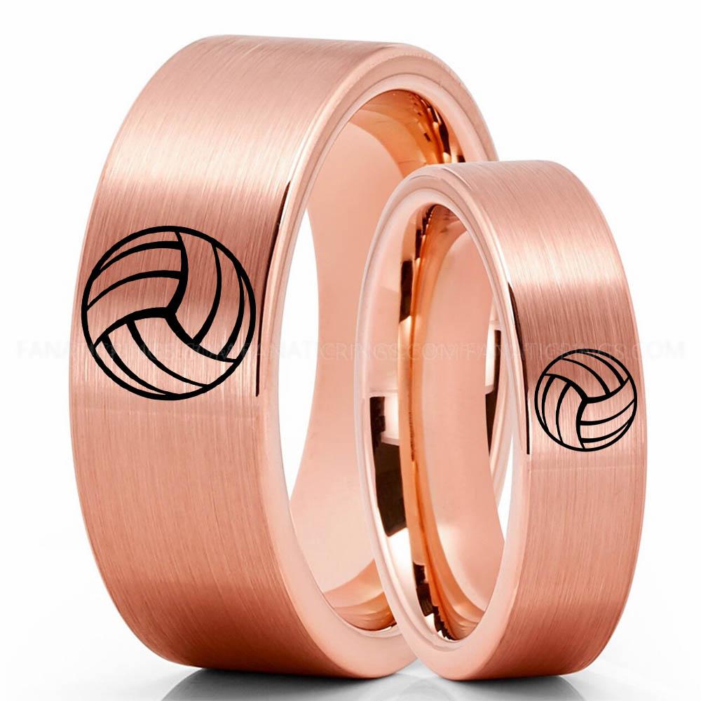 Volleyball 1 Black Pink 3 Volleyball Ring, Volleyball Wedding Band, Volleyball Wedding Ring, Volleyball Jewelry - Image 1