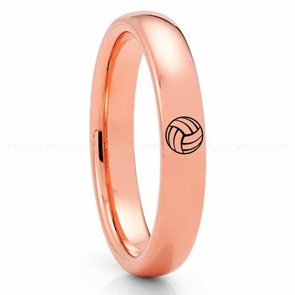 Volleyball 1 Pink 2 Volleyball Ring, Volleyball Wedding Band, Volleyball Wedding Ring, Volleyball Jewelry - Image 1