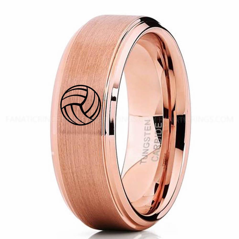 Volleyball 1 Pink 3 Volleyball Ring, Volleyball Wedding Band, Volleyball Wedding Ring, Volleyball Jewelry - Image 1