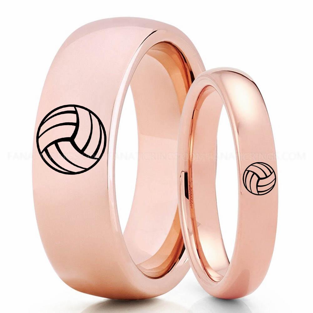 Volleyball 1 Pink Volleyball Ring, Volleyball Wedding Band, Volleyball Wedding Ring, Volleyball Jewelry - Image 1