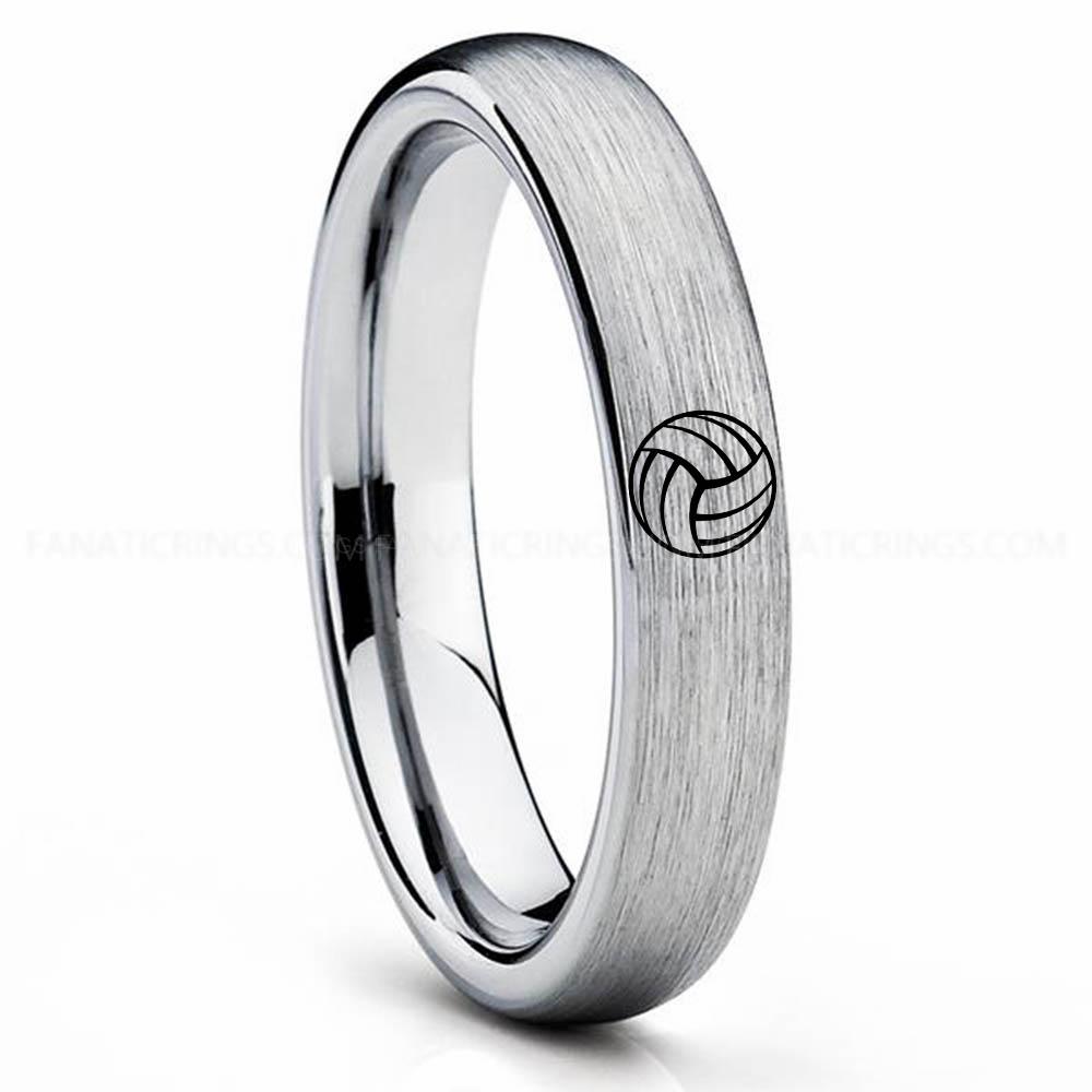 Volleyball 1 Silver 4 Volleyball Ring, Volleyball Wedding Band, Volleyball Wedding Ring, Volleyball Jewelry - Image 1