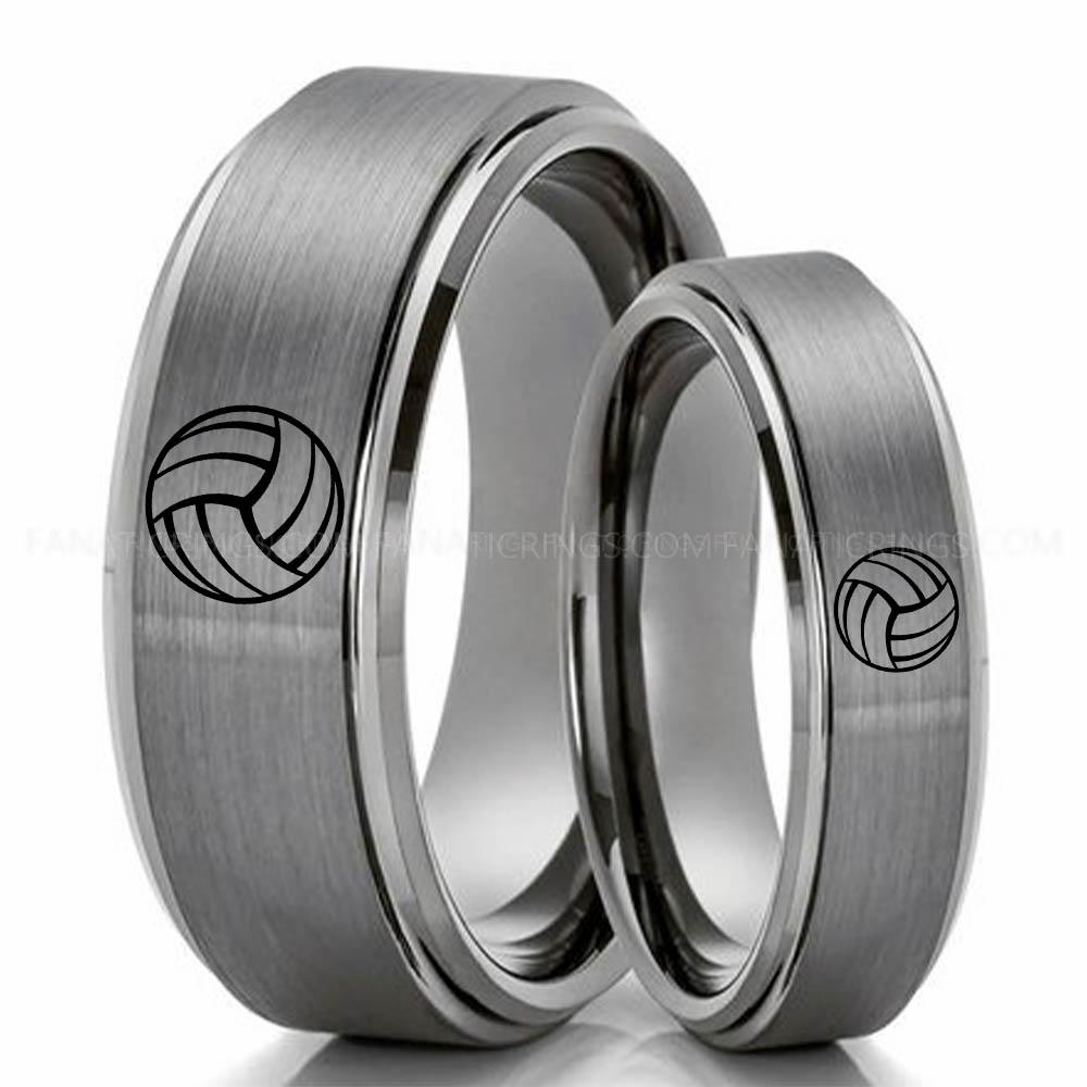 Volleyball 1 Silver 5 Volleyball Ring, Volleyball Wedding Band, Volleyball Wedding Ring, Volleyball Jewelry - Image 1