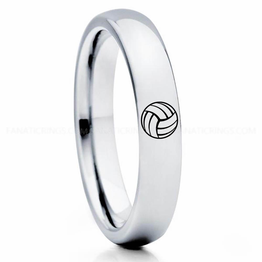 Volleyball 1 Silver Volleyball Ring, Volleyball Wedding Band, Volleyball Wedding Ring, Volleyball Jewelry - Image 1