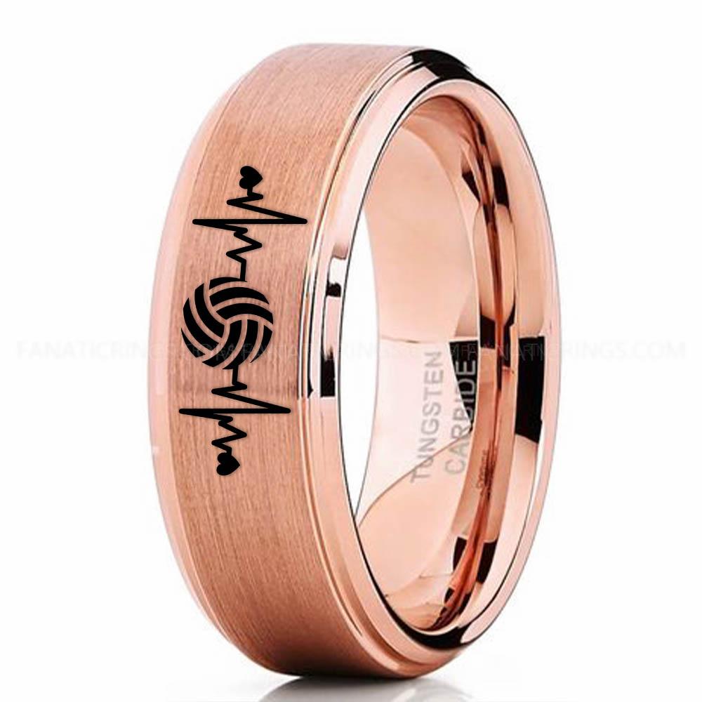 Volleyball 2 Pink Volleyball Ring, Volleyball Wedding Band, Volleyball Wedding Ring, Volleyball Jewelry - Image 1