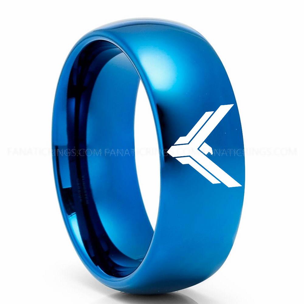 Y Logo Bue House Atreides Ring, Dune Ring, Dune Wedding Band, Dune Wedding Ring, House Atreides Wedding Band - Image 1