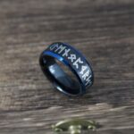 Viking Ring, Runes Ring, Nordic Ring, Norsemen Ring, Nordic Runes Ring, Black Tungsten Band