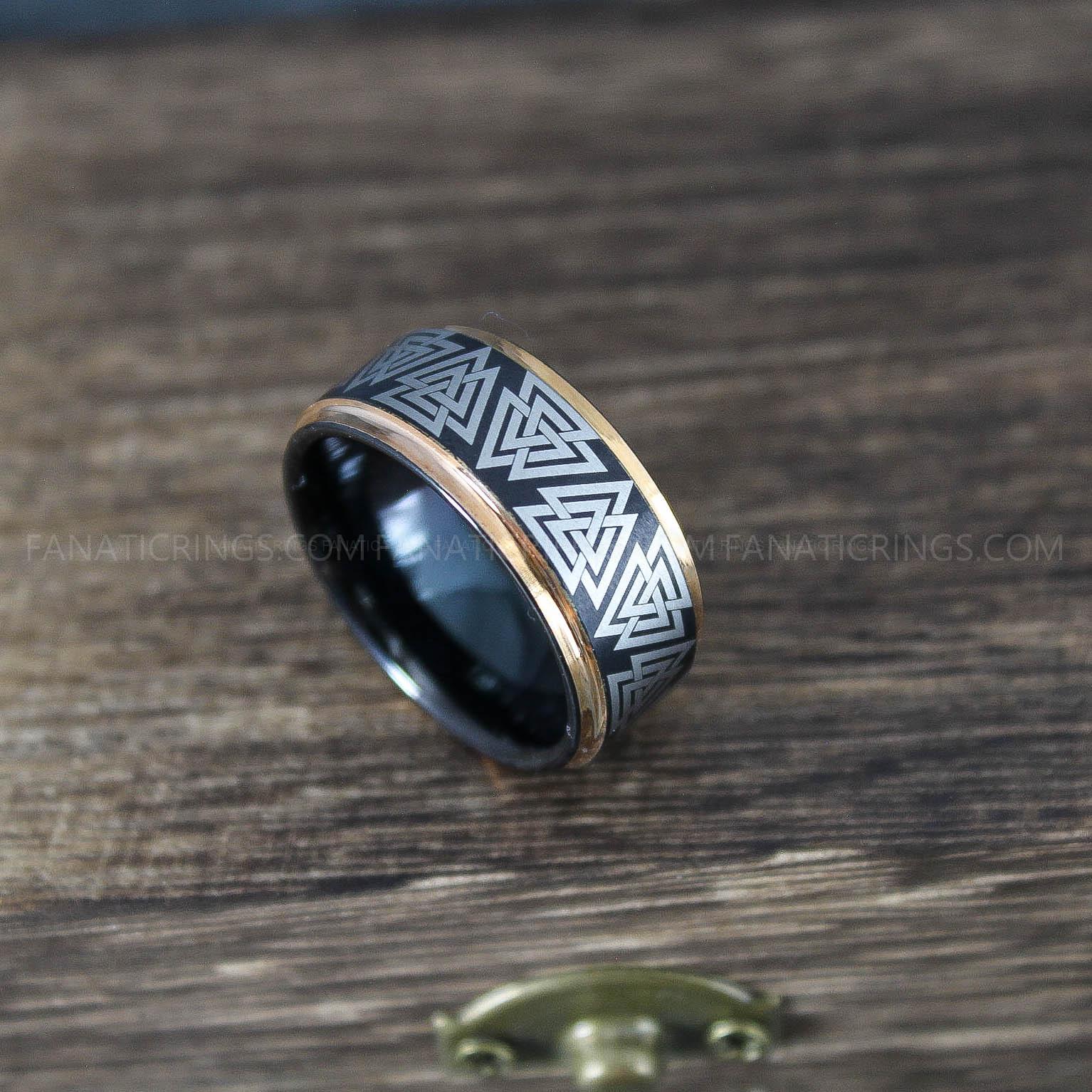 IMG_0003 Viking Ring, Runes Ring, Nordic Ring, Norsemen Ring, Nordic Runes Ring, Black Tungsten Band - Image 1