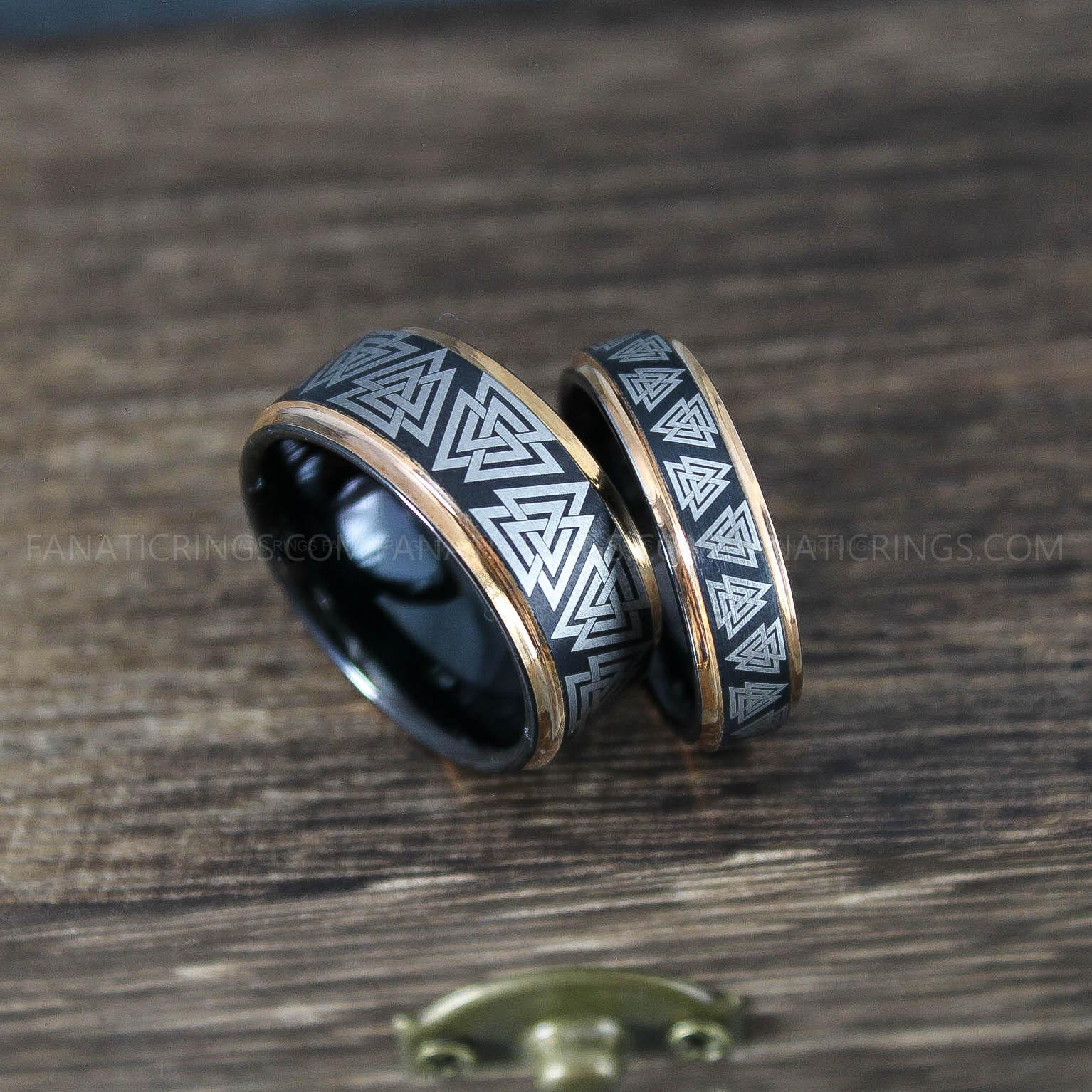 IMG_0004 Viking Rings, Runes Ring, Nordic Rings, Norsemen Rings, Nordic Runes Rings, Black Tungsten Bands - Image 1