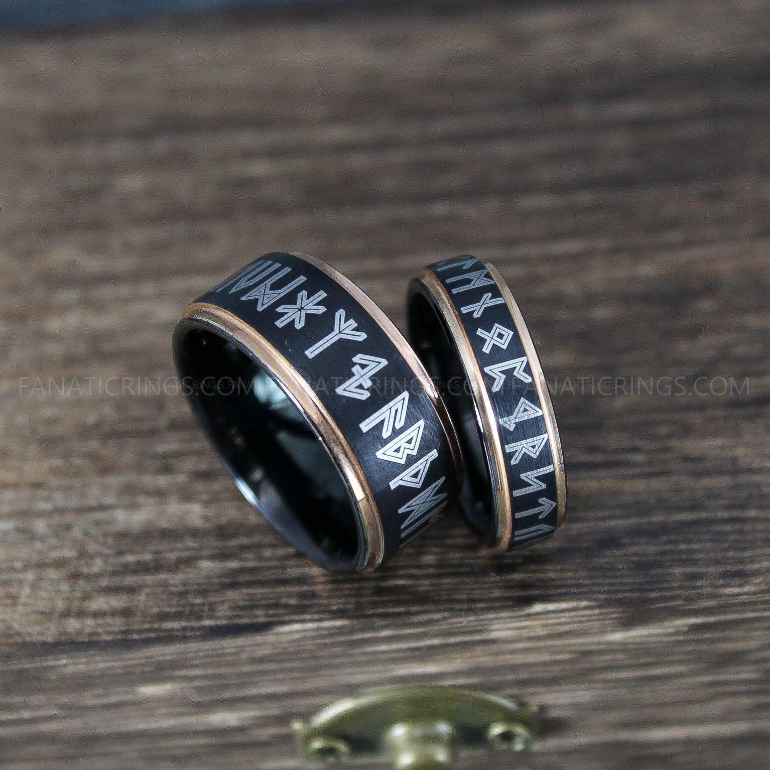 IMG_0005 Viking Rings, Runes Ring, Nordic Rings, Norsemen Rings, Nordic Runes Rings, Black Tungsten Bands - Image 1