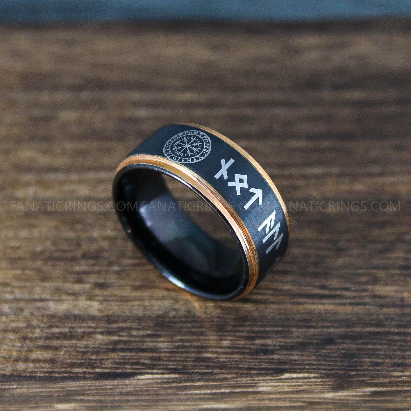 IMG_0006 Viking Ring, Runes Ring, Nordic Ring, Norsemen Ring, Nordic Runes Ring, Black Tungsten Band - Image 1