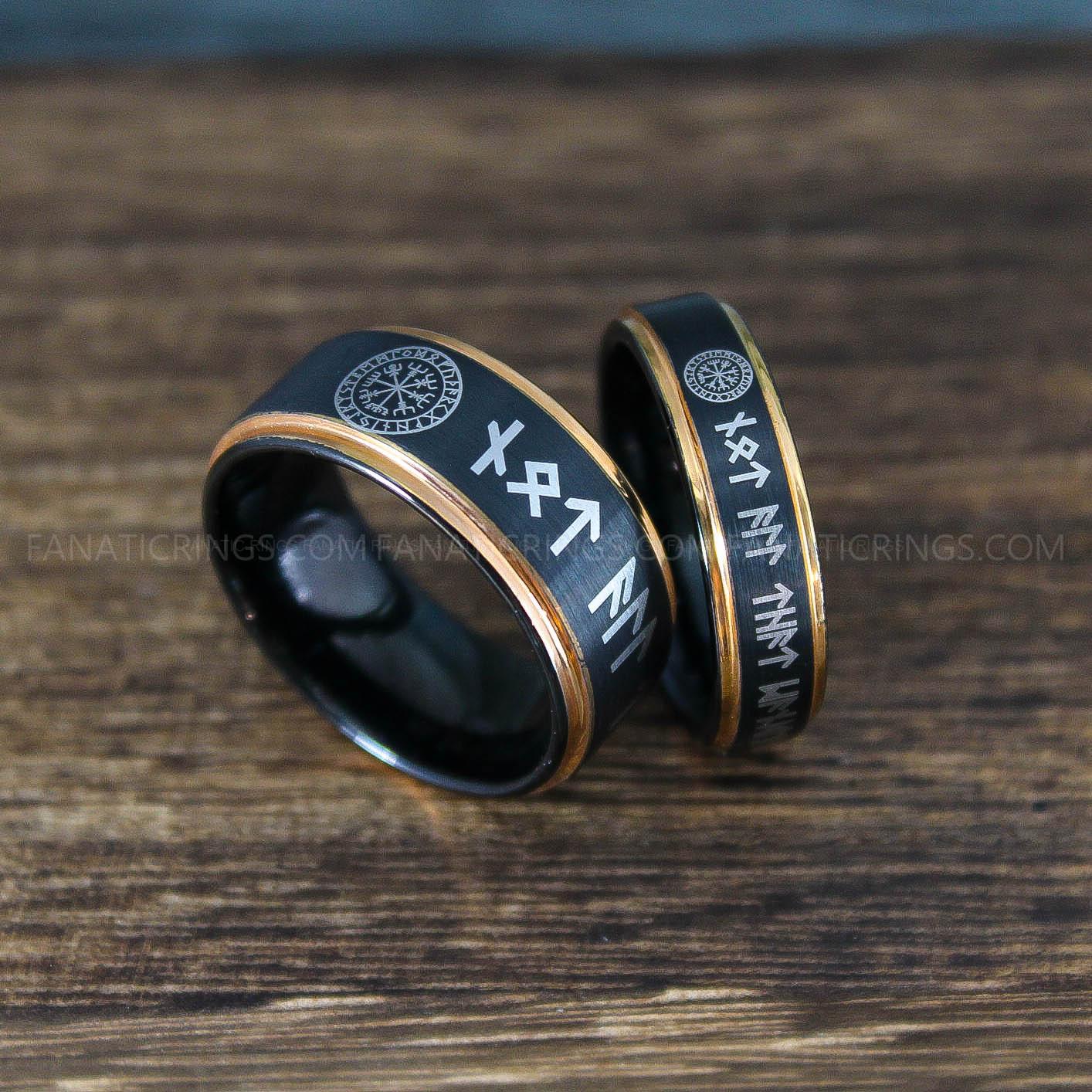IMG_0007 Viking Rings, Runes Ring, Nordic Rings, Norsemen Rings, Nordic Runes Rings, Black Tungsten Bands - Image 1