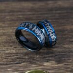 Viking Vegvisir Rings, Runes Rings, Nordic Rings, Norsemen Rings, Nordic Runes Rings, Black Tungsten Bands