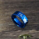Til Valhalla Ring, Viking Ring, Runes Ring, Valknut Ring, Nordic Ring, Norsemen Ring, Nordic Runes Ring, Blue Tungsten Band