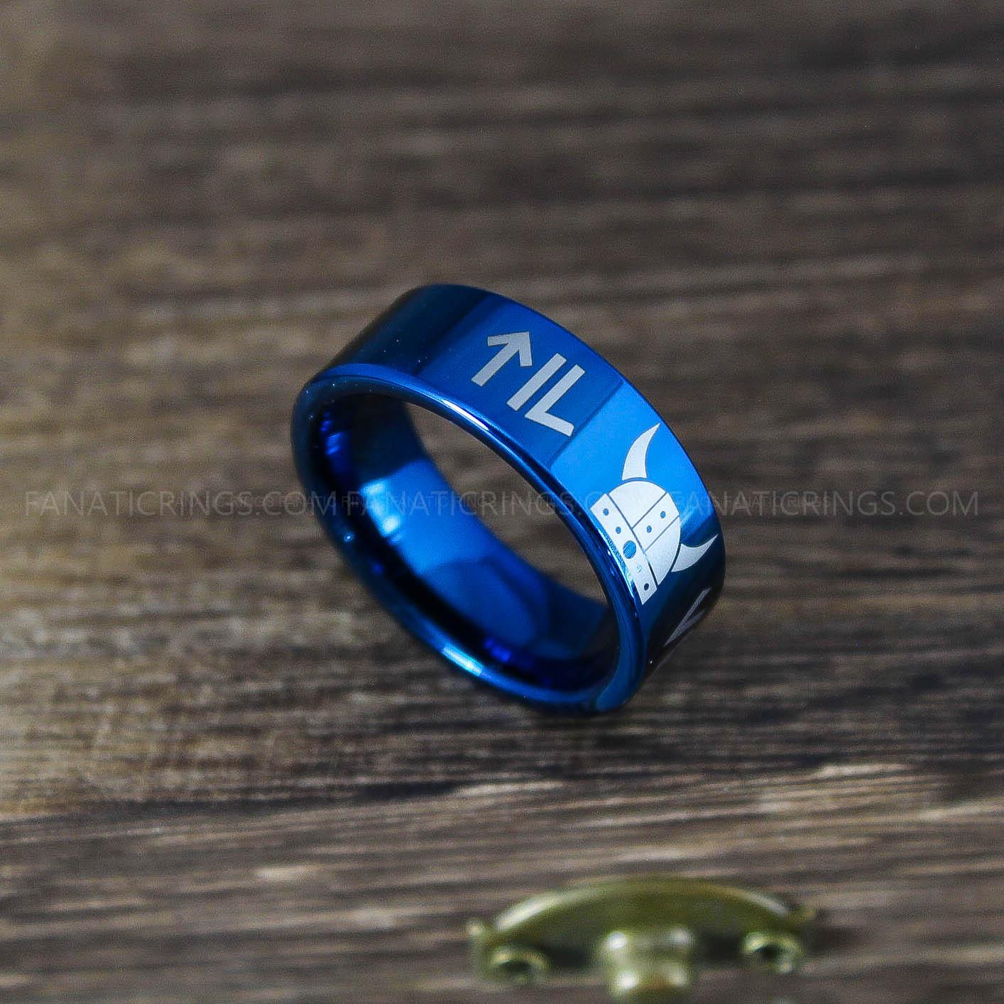 IMG_0011 Til Valhalla Ring, Viking Ring, Runes Ring, Valknut Ring, Nordic Ring, Norsemen Ring, Nordic Runes Ring, Blue Tungsten Band - Image 1